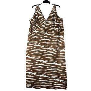 A New Day Animal Striped Dress Brown And‎ Beige Xxl